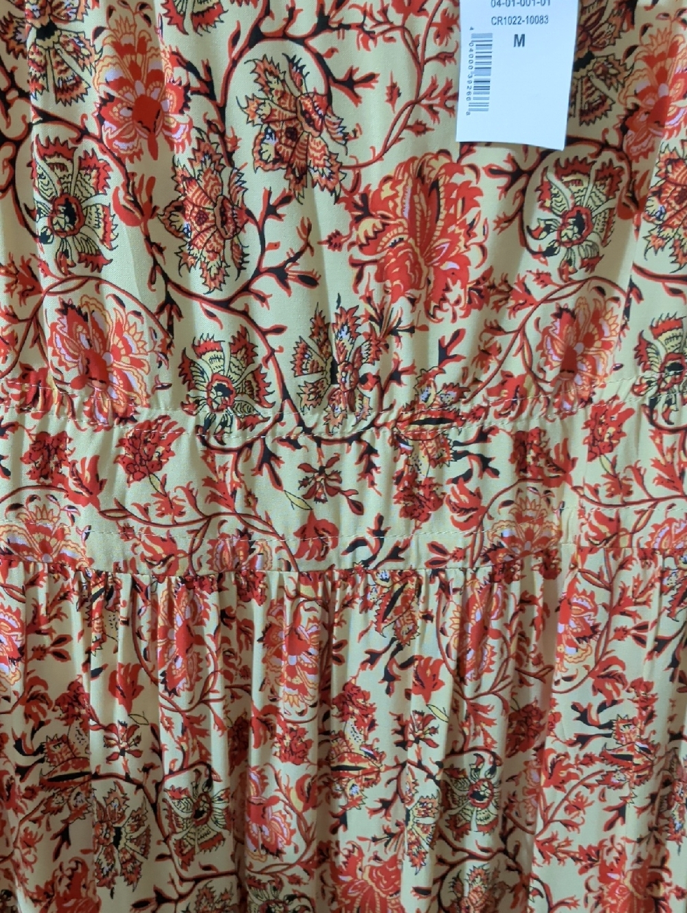 cleo Cream Floral V-Neck Maxi Dress with Red Accents - Picture 9 of 9
